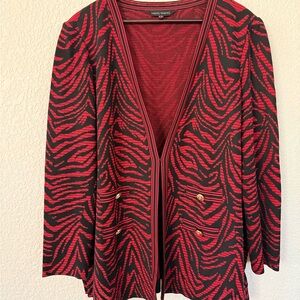 Ming Wang Red and Black Patterned Blazer